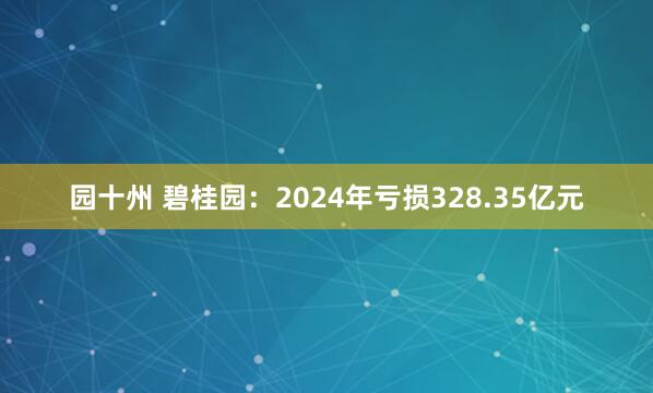园十州 碧桂园：2024年亏损328.35亿元